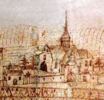 Widok kościoła św. Trójcy z planu perspektywicznego, 2 połowa XVIII w.